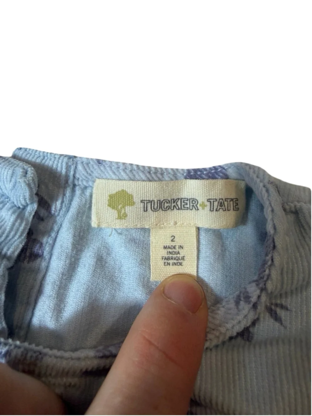 Tucker + Tate Blue Floral Corduroy Tiered Prairie Dress Size 2 Cottagecore